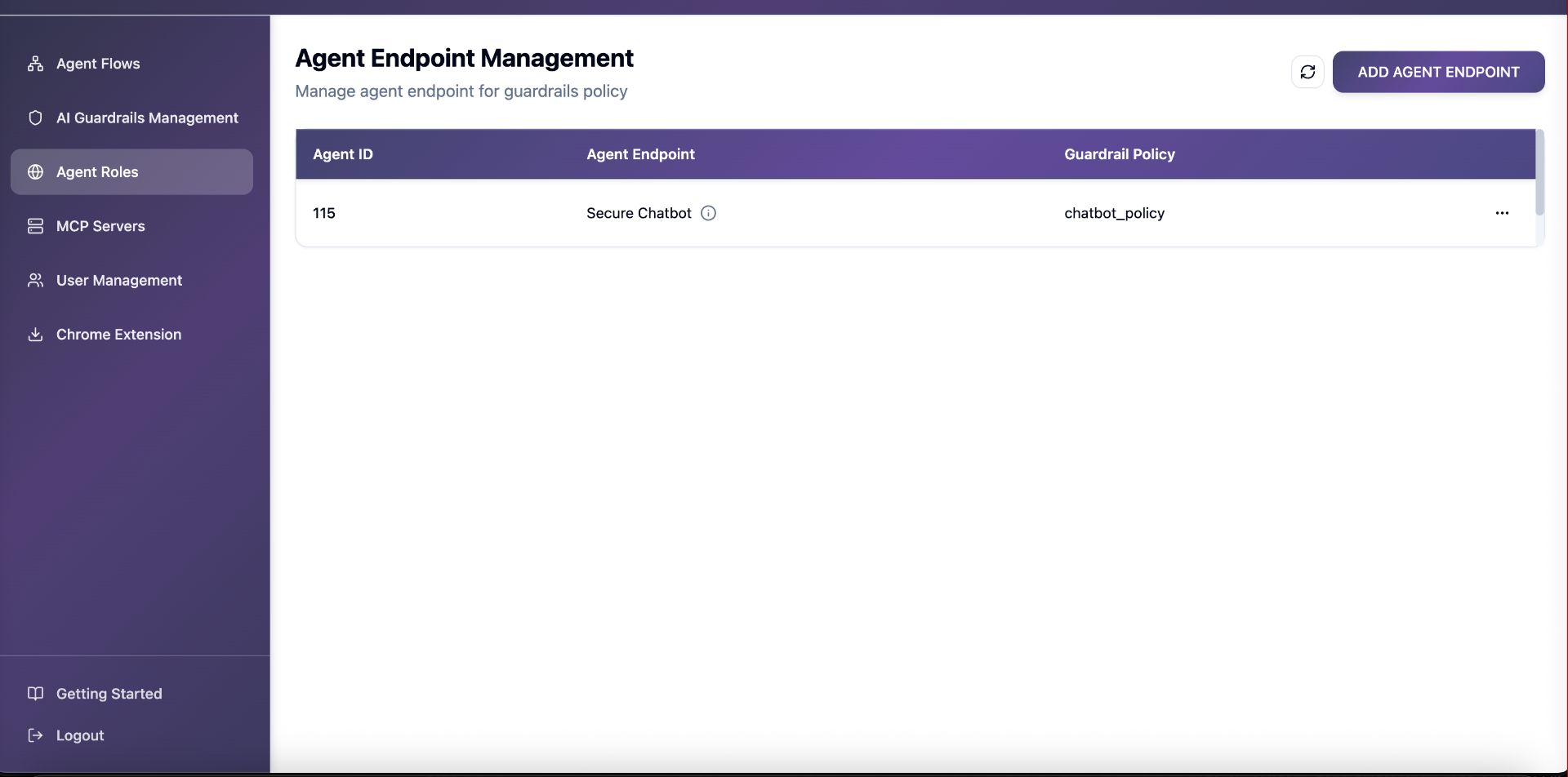 Screenshot – Agent Roles Page